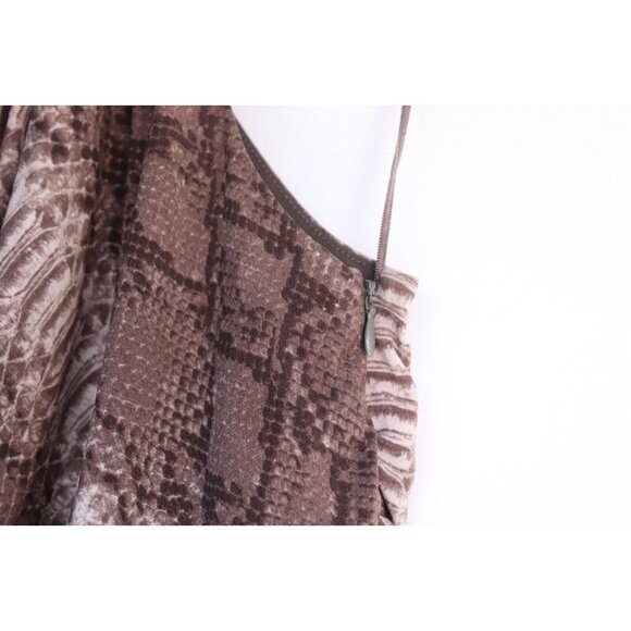 Michael Kors Women's Medium Brown Midi Dress Snakeskin Scoop Neck Stretch Sheath - Picture 6 of 11